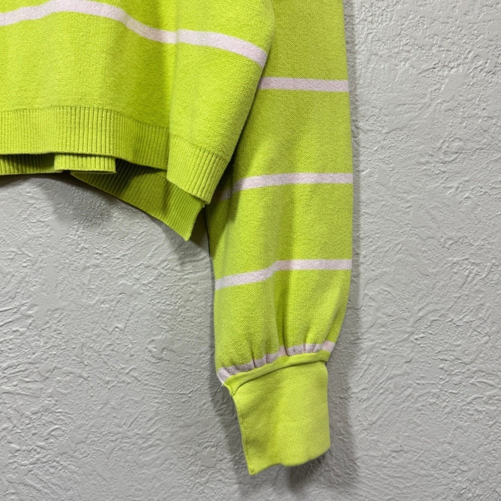 Free People Paulie Sweater Small Lemonade Stripe Turtleneck Cropped OB1751762 - Picture 4 of 8